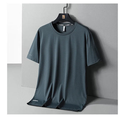 Ice Silk T-Shirts Men Plus Size Tshirt Tee Shirt Breathable Running Top