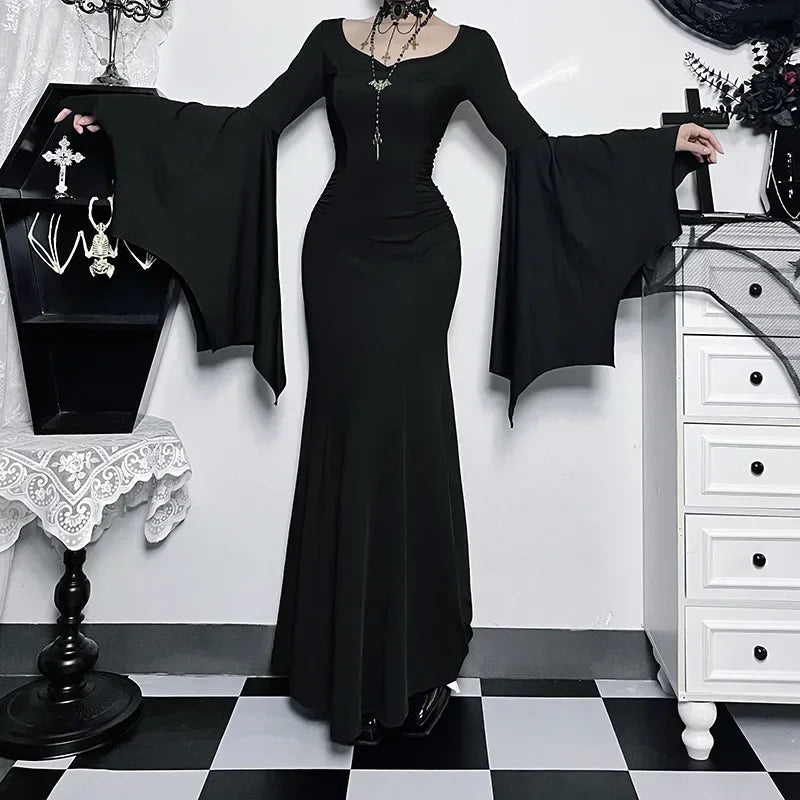 Women's Halloween Costume Batwing Sleeve Black Gothic Dress The Clothing Company Sydney
