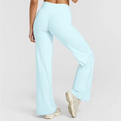 Women's Mid Waist Sport Trousers Wide-Leg Pants Ultra Soft Yoga Pilates Running Gym Pants
