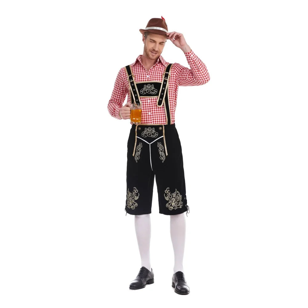 Men's Three Piece Oktoberfest Lederhosen Costume Bavarian German Festivals Suspenders Shirt Hat Male Cosplay Costume The Clothing Company Sydney