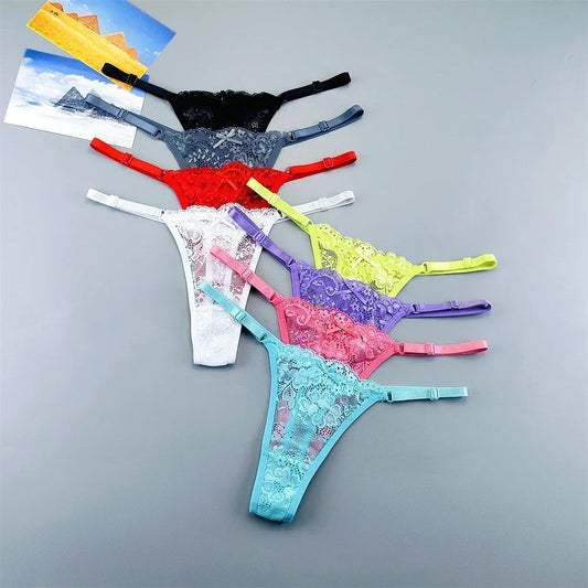 3 Pack Adjustable Transparent Thong Panties Womens Lace Underwear Low Waist T-back String Underpants The Clothing Company Sydney