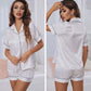 Womens Satin Pajamas Set Short Sleeve Two piece Pj Sets Sleepwear Loungewear Button-Down Pyjama Set The Clothing Company Sydney