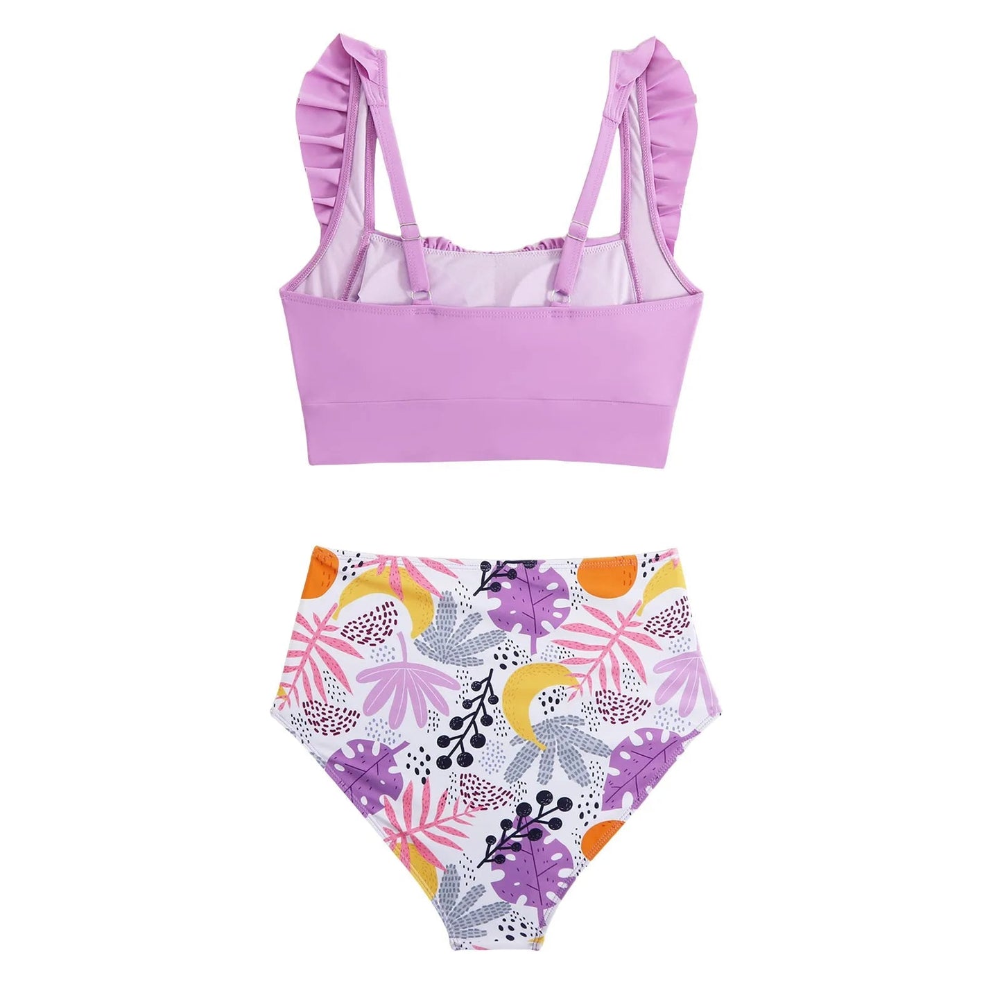 2 Piece Print Swimsuit Ruffle Swimwear Tops And High Waist Bikini Swim Shorts The Clothing Company Sydney