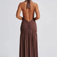 Halter Deep V Neck Backless Maxi Sleeveless Thigh High Split Long Dress The Clothing Company Sydney