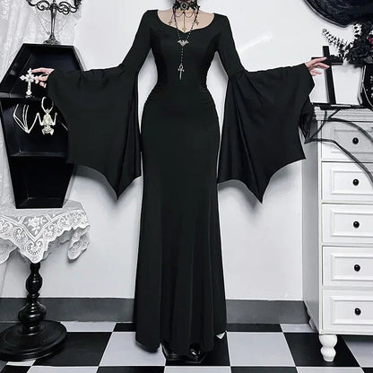 Women's Halloween Costume Batwing Sleeve Black Gothic Dress The Clothing Company Sydney