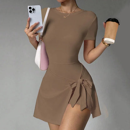 One Piece Tennis Skirts Sports Dress Golf Gym Yoga Women's Running Workout Long Skirt FitnessDress