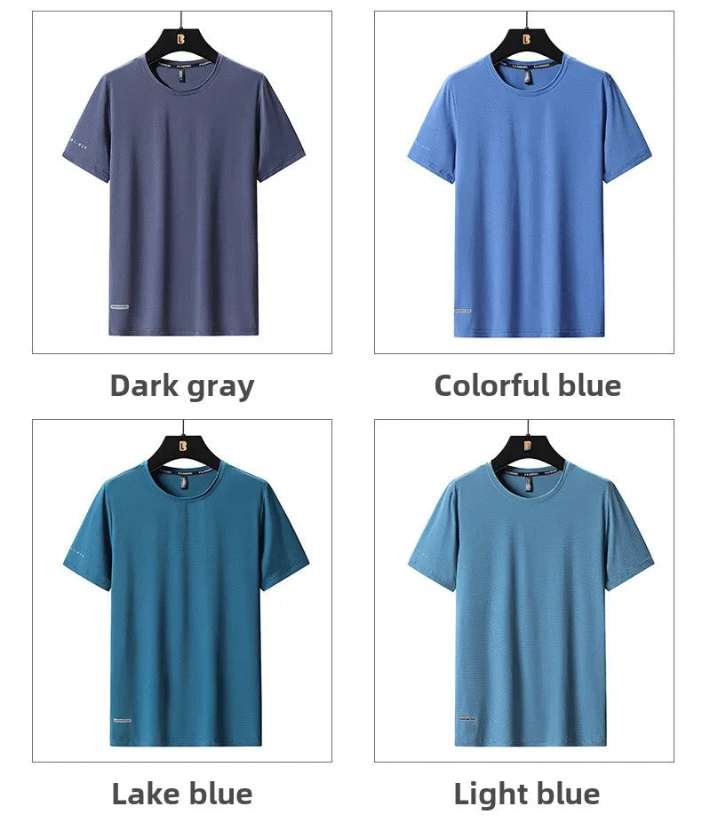 Ice Silk T-Shirts Men Plus Size Tshirt Tee Shirt Breathable Running Top