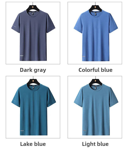 Ice Silk T-Shirts Men Plus Size Tshirt Tee Shirt Breathable Running Top