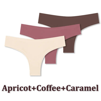 3 Pack Seamless Ultra-thin Panties Women Ice Silk Underwear Panty Low Waist G-string Briefs