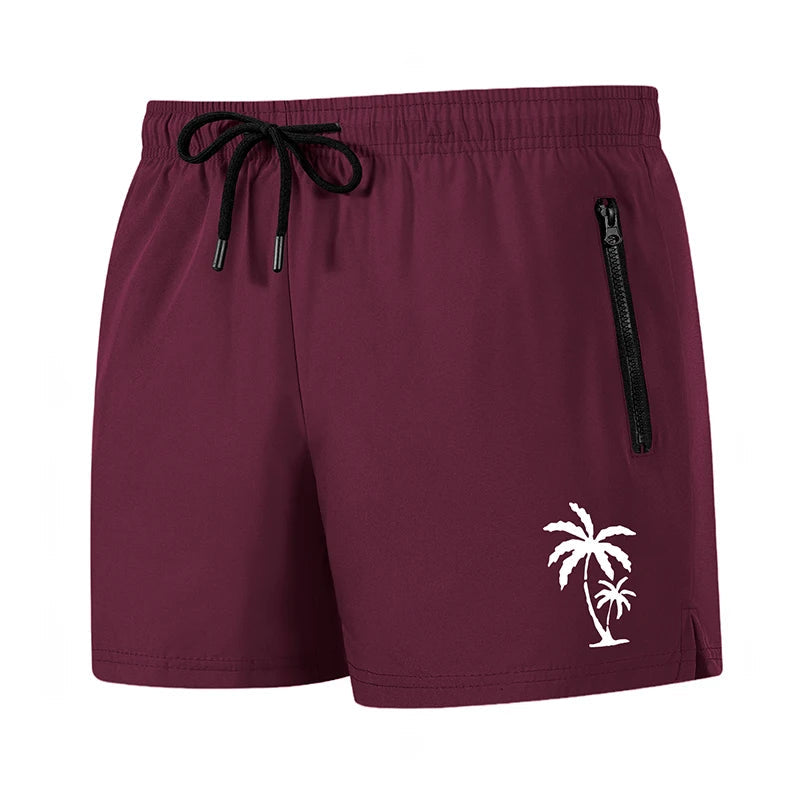 Men's Palm Tree Print Board Shorts Summer Casual Beach Mesh Liner Zipper Pockets Quick Dry Swim Trunks Swimwear The Clothing Company Sydney