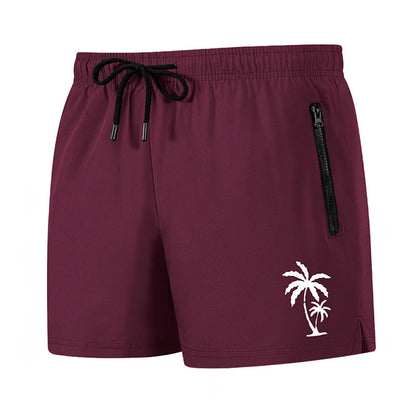 Men's Palm Tree Print Board Shorts Summer Casual Beach Mesh Liner Zipper Pockets Quick Dry Swim Trunks Swimwear The Clothing Company Sydney