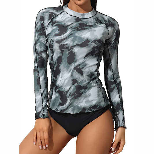 Women's Long Sleeve Rash Guard Shirts Swimwear Rash Guard Top Surf Top Tie Dye Printing Close-fitting Shirt UPF 50+ Top The Clothing Company Sydney