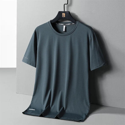 Ice Silk T-Shirts Men Plus Size Tshirt Tee Shirt Breathable Running Top