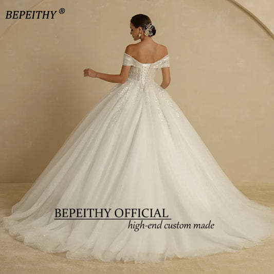 Ivory Beading Princess Wedding Dresses Bride Off The Shoulder Sleeveless Women Glitter Ball Bridal Gown Robes The Clothing Company Sydney