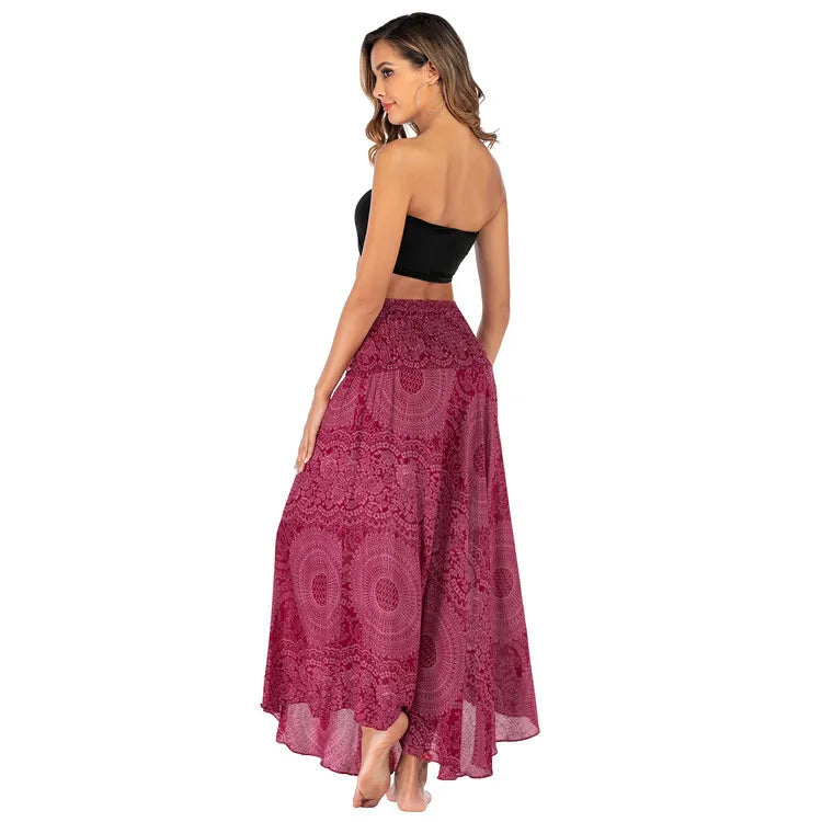 Bohemian Fashion Skirts Woman Long Boho Floral Elastic Waist Women's Skirt