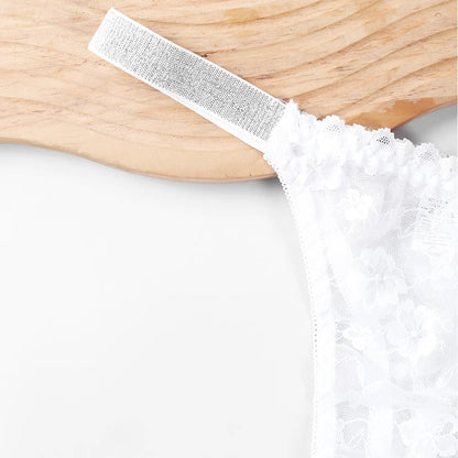 Women's lace G-string thong panties in breathable stretch fabric, elegant plus-size lingerie from The Clothing Company Sydney