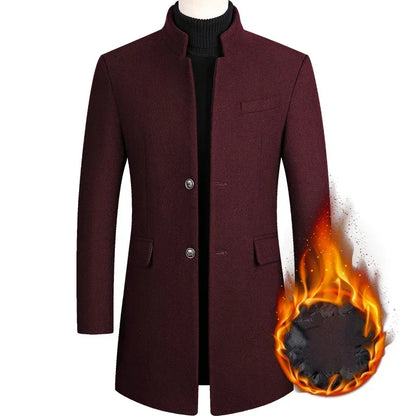 Business Casual Trench Coat Men Style Winter Coat Men's Autumn and Winter Wool Mix Coat Jacket The Clothing Company Sydney