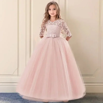 Teens Girls Princess Dress for Party Ball Gown Wedding White Dresses Kids Birthday Bridesmaid Costume Lace Flower Pageant Dress The Clothing Company Sydney