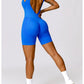 Women's Romper Yoga Hollow Backless Scrunch Seamless One Piece Outfit Fitness Overalls Playsuit Gym Sport Short Jumpsuit