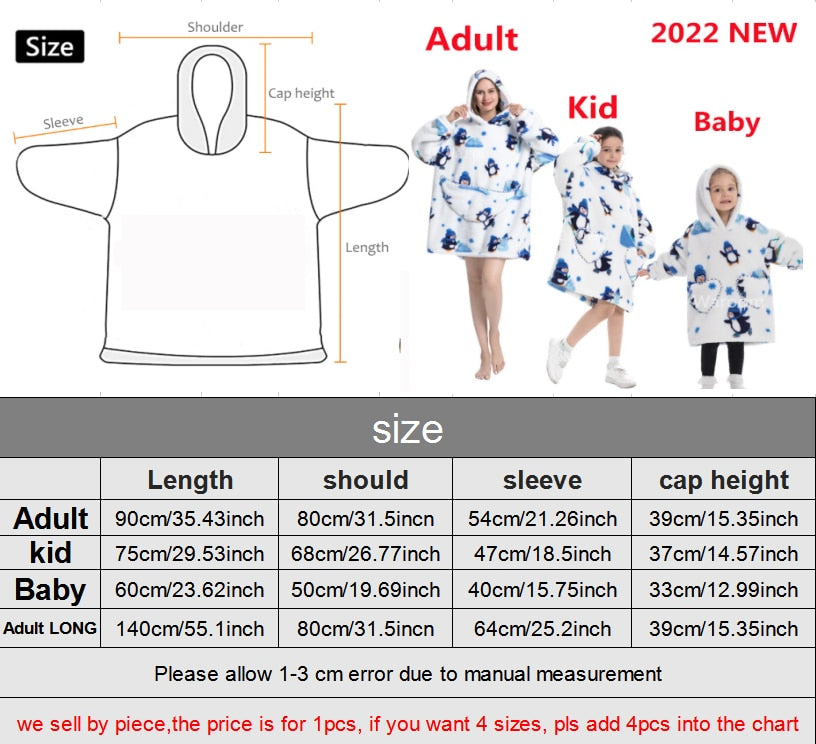 Family Hoodie Blanket for Winter Large Oversize Hoodie for Adult and Child Wearable Hooded Blanket The Clothing Company Sydney