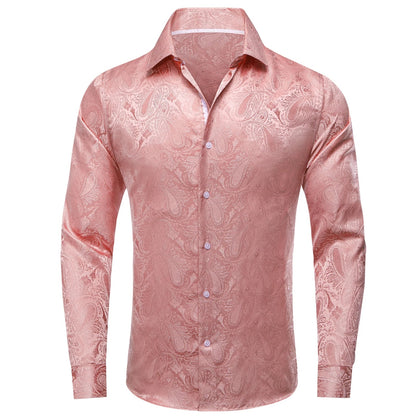 Men's Paisley Teal Blue Pink Grey Shirts Long Sleeve Dress Shirt Blouse for Male Wedding Party Banquet Office Dress Shirt The Clothing Company Sydney