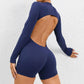 One Piece Women's Jumpsuit Long Sleeve Yoga Set Backless Bodysuit Fitness Quick-Dry Gym Clothing Workout Rompers Exercise Outfits