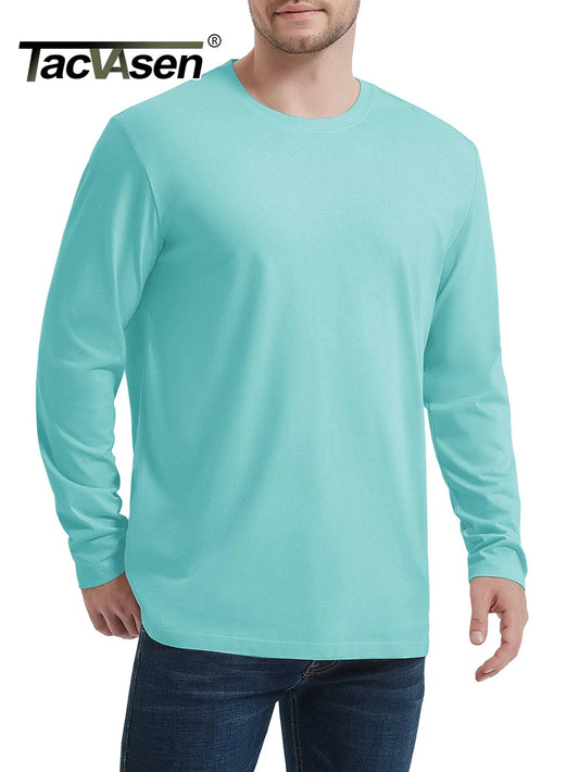 TACVASEN Long Sleeve Cotton T-shirt Mens Breathable Moisture Wicking Casual T-shirt Spring Pullover Crew Neck Basic Tee Tops Man The Clothing Company Sydney