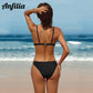 Women's V Neck Triangle Bikini Swimwear High Cut String Bathing Suit Two Piece Swimsuit The Clothing Company Sydney