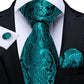 Men's Tie Teal Green Paisley Novelty Design Silk Wedding Tie for Men Handky cufflink Tie Set Party Business Fashion Set The Clothing Company Sydney