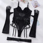 Tight Fitting Lace Bodysuit With Gloves Garter Night Club Outfit Mesh Top Lingerie Set The Clothing Company Sydney