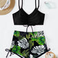 2 Piece Drawstring Front Shorts Bikinis High Waist Swimsuit Women Swimwear Bathers Bathing Swimming Swim Suit Beachwear