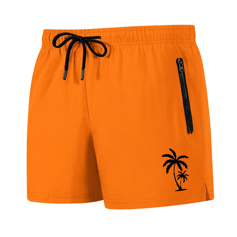 Men's Palm Tree Print Board Shorts Summer Casual Beach Mesh Liner Zipper Pockets Quick Dry Swim Trunks Swimwear The Clothing Company Sydney