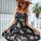 Floral Print Short Dress Women Summer Backless Beach Sundress Casual Sleeveless Lace-up Dresses