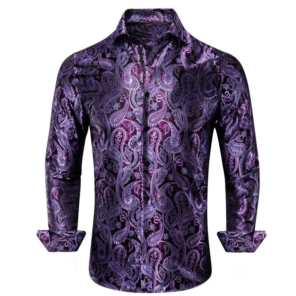Men's Shirts Paisley Floral Silk Gold Long Sleeve Business Party Wedding Dress Shirts The Clothing Company Sydney