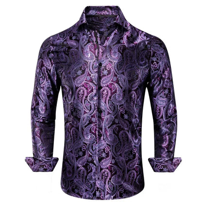 Men's Shirts Paisley Floral Silk Gold Long Sleeve Business Party Wedding Dress Shirts The Clothing Company Sydney