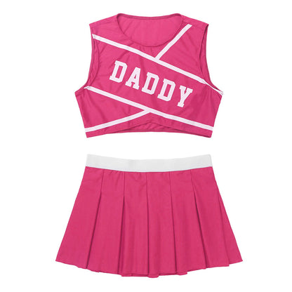 Women's Cheerleader Cosplay Costume Uniform Outfit Stand Collar Crop Top with Mini Pleated Skirts Carnival Cheerleading Suit The Clothing Company Sydney
