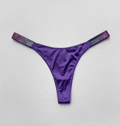 Letter Print Panties Women Thongs Rhinestones Diamonds G-string Sports Thong Low Waist Briefs T-back Underwear
