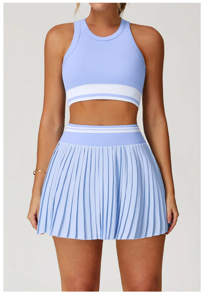 2 Piece Yoga Suit Yoga Sports Women Tennis Fitness Suit Running Sports Short Skirt Yoga Set Workout Set Athletic Wear