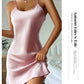 Silk Satin Women Nightgown Sleeveless Sleepwear Adjustable Spaghetti Strap Nightwear