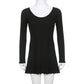 Casual Frill Long Sleeve Black Female Dress Slim Spring Autumn Mini Dresses Basic Fashion Elegant Outfit The Clothing Company Sydney