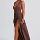 Halter Deep V Neck Backless Maxi Sleeveless Thigh High Split Long Dress The Clothing Company Sydney