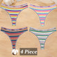 4 Piece Set Women's Cotton Colourful Stripe Panties Underwear G-Strings Rainbow Thongs Female Soft Breathable Intimates Lingerie The Clothing Company Sydney