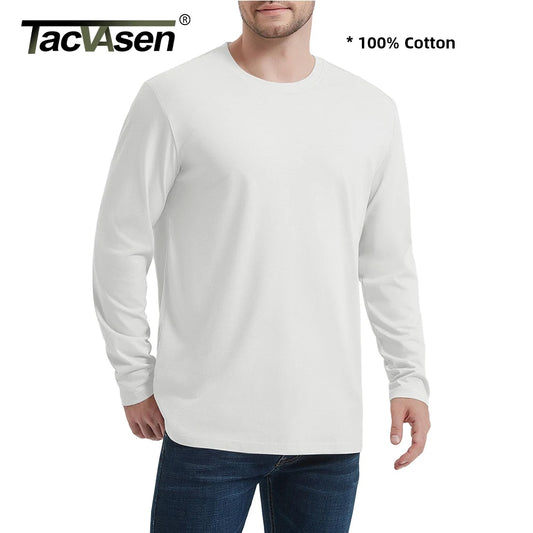 Long Sleeve Cotton T-shirt Mens Breathable Moisture Absorbing Casual T-shirt Spring Pullover Crew Neck Basic Tee Top The Clothing Company Sydney