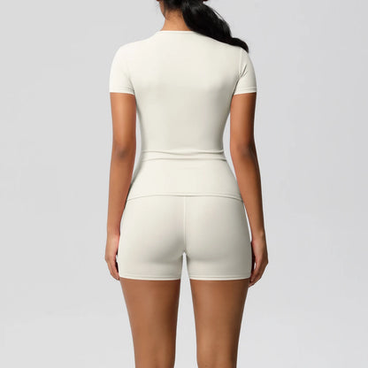 Workout Sportswear 2 Piece Piece Female Yoga Shirt Push Up Workout Clothes Outdoors Sport  High Waist  Fitness Sport Shorts