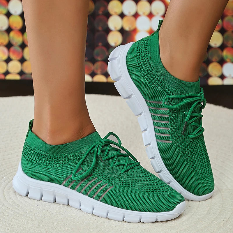 Mesh Breathable Soft Sole Sneakers Lightweight Non-Slip Running Walking Casual Lace Up Flats Shoes The Clothing Company Sydney