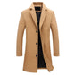 Single Breasted Lapel Long Coat Jacket Fashion Autumn Winter Casual Overcoat Plus Size Trench Men's Woolen Coats Solid Color