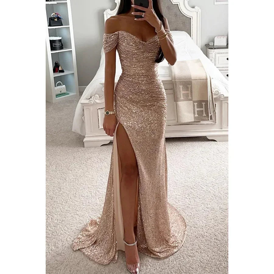 Women's Evening Dress Sequined Trumpet Long Dresses Female Elegant Fashion Bling Club Party Dress The Clothing Company Sydney