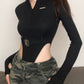 Streetwear Zipper Skinny Black Women Bodysuits Top Buckle Turtleneck Autumn Body Fashion Motorcycle One Piece Bodysuit The Clothing Company Sydney