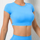 Hollow Crop Top Short Sleeve Yoga Shirt Women's Fitness Workout Tops Gym Clothes Sportswear Running T-shirts The Clothing Company Sydney