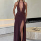 Halter Deep V Neck Backless Maxi Sleeveless Thigh High Split Long Dress The Clothing Company Sydney